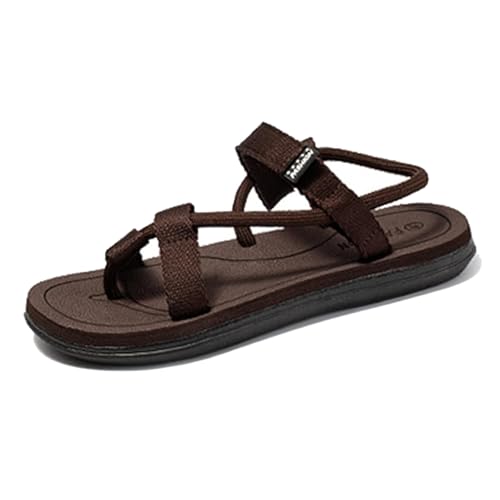 Sommer-Sandalen Für Ballenzehen, Herren-Sandalen Mit Verstellbarem Kreuzriemen Und Fußgewölbeunterstützung Zur Korrektur Von Ballenzehen, Lässige rutschfeste Flip Zehenclip Fußkorrektur(Brown,38 EU) von Yytcsjz