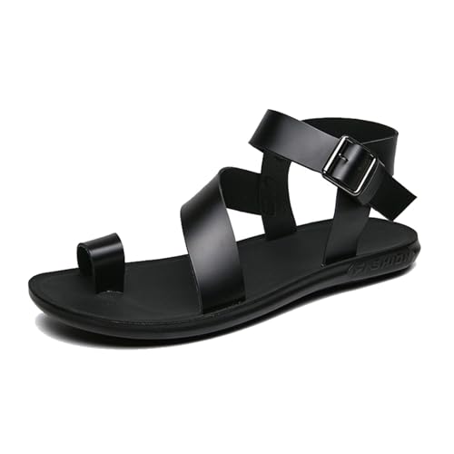 Sommer-Zehenkorrektur-Sandale, Herren-Sandalen Mit Weichem Kreuzriemen Und Verstellbarer Metallschnalle Für Ballenzehenschienen, Strand-Flip-Flops Offener Zehenpartie Plantarfasziitis(Black,42 EU) von Yytcsjz