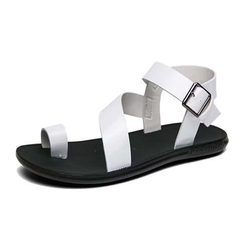 Sommer-Zehenkorrektur-Sandale, Herren-Sandalen Mit Weichem Kreuzriemen Und Verstellbarer Metallschnalle Für Ballenzehenschienen, Strand-Flip-Flops Offener Zehenpartie Plantarfasziitis(White,41 EU) von Yytcsjz
