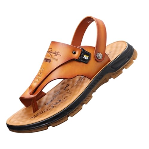 Sommersandalen Mit Verstellbarem Riemen, Flache Herren-Sandalen Mit Fußgewölbeunterstützung Und Atmungsaktiver Ballenzehen-Korrektur, Bequeme Leichte Zehen-Korrektur-Flip-Flops(Yellow,38 EU) von Yytcsjz