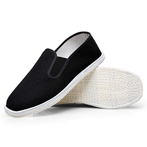 Unisex alte Peking-Stoffschuhe, Handgefertigte traditionelle chinesische Slip-On atmungsaktive Baumwollsohle Schwarze Segeltuchschuhe, für Männer/Frauen Kampfkunst Kung Fu Tai Chi Schuhe (Color : Bla von Yytcsjz