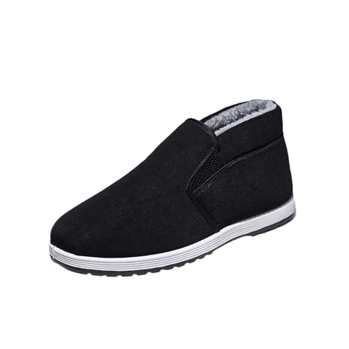 Warme Schuhe für mittlere und ältere Menschen, lässige Outdoor-Fleece-gefütterte alte Peking-Baumwollschuhe mit starker Sohle, zum Gehen, rutschfeste, atmungsaktive Winterschuhe ( Color : Black , Size von Yytcsjz