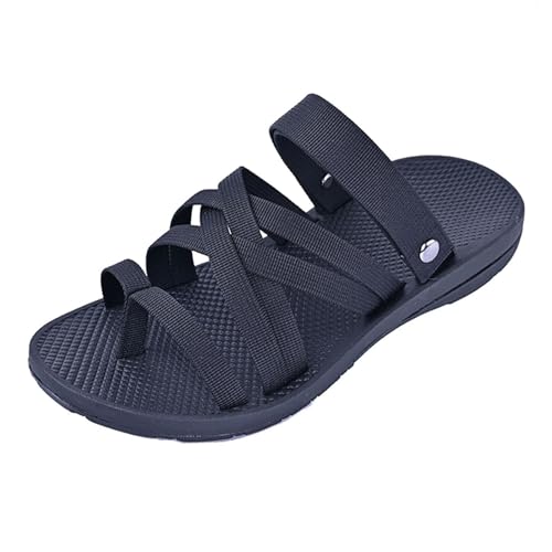 Yytcsjz Flache Herren-Outdoor-Hausschuhe, rutschfeste Verstellbare Fußgewölbestütze Atmungsaktive Ballenzehen-Korrektur Für Herren, Flache Sommer-Freizeit-Fußkorrektur-Flip-Flops Für Strand(44 EU) von Yytcsjz