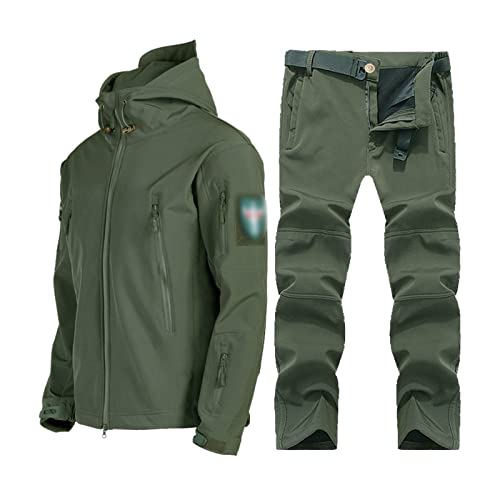 Yytcsjz Skianzüge für Herren, Mens Winter Outdoor Sport Plüsch und Dicken Ski Anzüge Set, Wasserdichte winddichte 2-teilige Skianzüge Set, für Schneesport, Winterskisport (Color : Green, Size : XL) von Yytcsjz