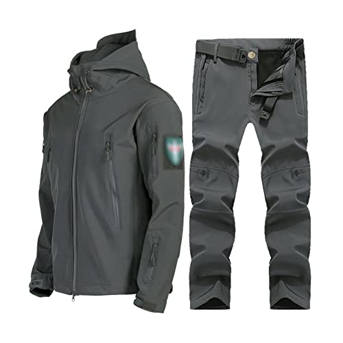 Yytcsjz Skianzüge für Herren, Mens Winter Outdoor Sport Plüsch und Dicken Ski Anzüge Set, Wasserdichte winddichte 2-teilige Skianzüge Set, für Schneesport, Winterskisport (Color : Grey, Size : XL) von Yytcsjz