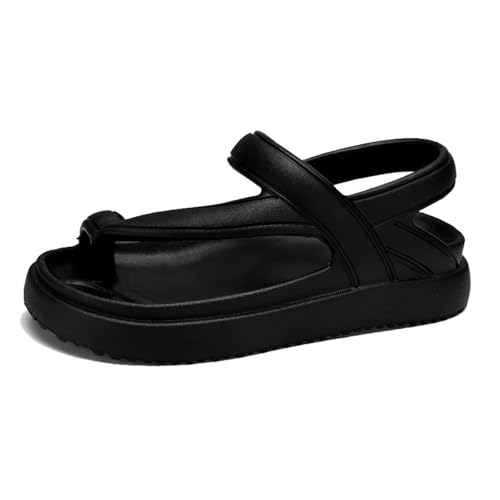 Yytcsjz Verstellbare, Offene Sommersandalen Für Herren Mit Rutschfester Ballenzehen-Korrektur, Freizeit-Flip-Flops Mit Zehenkorrektur Clip-Toe, Bei Plantarfasziitis(Black,37 EU) von Yytcsjz
