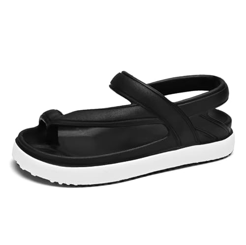 Yytcsjz Verstellbare, Offene Sommersandalen Für Herren Mit Rutschfester Ballenzehen-Korrektur, Freizeit-Flip-Flops Mit Zehenkorrektur Clip-Toe, Bei Plantarfasziitis(Black and White,45 EU) von Yytcsjz