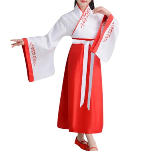 Yyyuluo Mädchen Kleidung Tang-Anzug Antike Chinesischer Stil Hanfu-Kleid Kinder Bühnenshow Aufführung Cosplay National Traditionell Schauspiel Retro Volkstümliche Kostüme, Rot 110cm von Yyyuluo