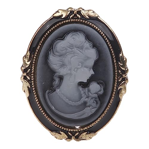 1 x Queen Lady Vintage viktorianische Kamee schwarze Bronze-Brosche, Bronze von Yzdysg