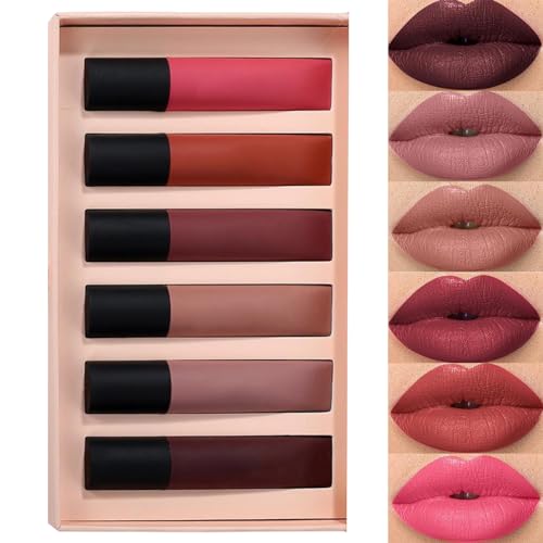 6-teiliges Set Mit Flüssigem Lippenstift Für Frauen Und Mädchen Wasserfester Pigmentierter Lipgloss Schöne Farben Für Jeden Anlass 6-teiliges Set Mit Flüssigem Lippenstift Für Frauen Und Mädchen Wasserfester Pigmentierter Lipgloss Schöne Farben Für Jeden Anlass von Yzdysg