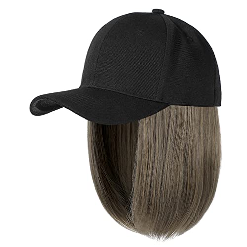 Baseball Perücke Frauen Baseballkappe Mit Haarverlängerungen Für Frauen Gerade Kurz Bob Perücken Baseball Hair Perücke von Yzdysg