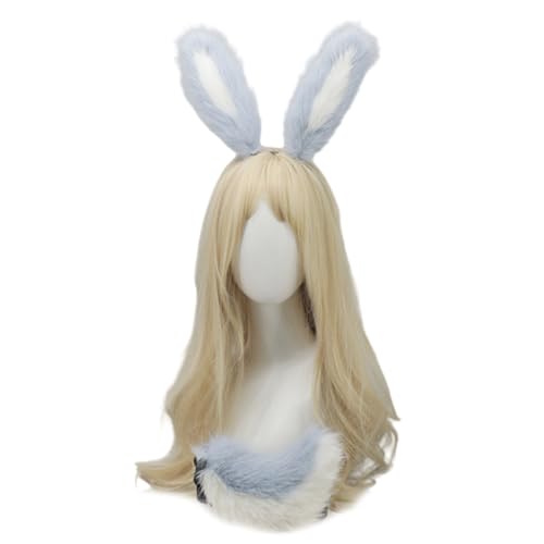 Kaninchen Ohren Kopfbedeckung Mit Heckset Halloween Kostümzubehör Plüsch Schwanz Kaninchen Ohren Stirnband Für Frau Kaninchen Ohren Stirnband Mit Heckset Animal Tail Halloween Cosplay Accessoires von Yzdysg