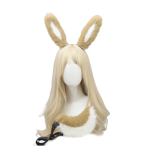 Kaninchen Ohren Kopfbedeckung Mit Heckset Halloween Kostümzubehör Plüsch Schwanz Kaninchen Ohren Stirnband Für Frau Kaninchen Ohren Stirnband Mit Heckset Animal Tail Halloween Cosplay Accessoires von Yzdysg