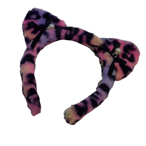 Yzdysg Beliebte Haarhoop Pelry Plüschkatzen Ohrhaarband Mit Tierdruck Für Geburtstagsfeier Frauen Mädchen Musikfestival Kopfbedeckung von Yzdysg