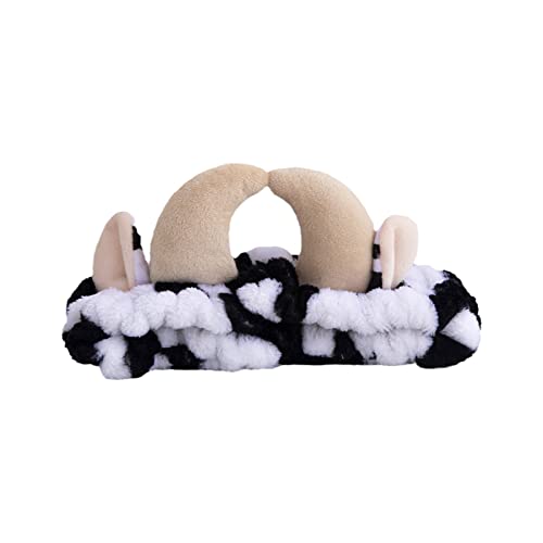 Yzdysg Kuh Stirnband Schleife Hörner Flanell Bandana Gesicht Make Up Haarband Elastische Halterung Für Mädchen Haarband Bänder Ohren Turban Haarschmuck Süßes Geschenk von Yzdysg