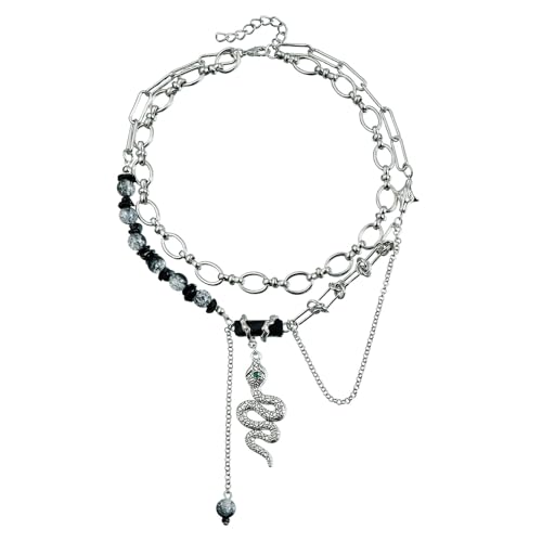 Yzdysg Mysterious Snake Designs Chokers Halskette Mit Legierlicher Kette Abnehmbarer Gothic Schmuck Für Frauen Partys Täglicher Tragen Schlangenhänger Party von Yzdysg