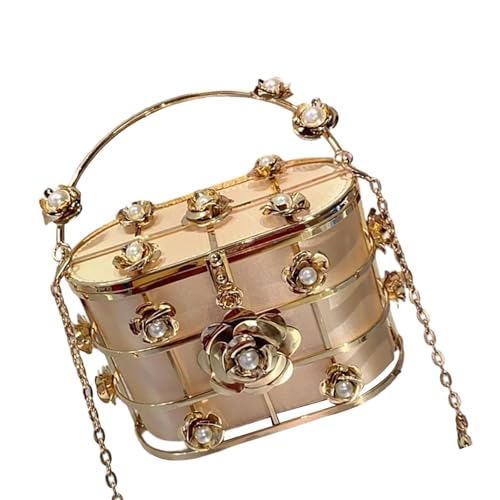 Yzdysg Raffinierte Eimer Abendbeutel Mode Damen Handtasche Schulterbetrieb Mit Blumendekoration Für Verschiedene Gelegenheit Perlenperlen Handtasche von Yzdysg