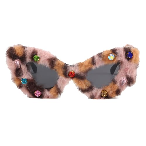 Yzdysg Sonnenbrille, Mädchen, pelzig, für Brautjungfern, Trauzeugen, tanzende Mädchen, Jungen, Junggesellinnenabschiedsgruppe, Edelsteine von Yzdysg