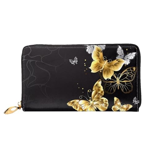YzgWjBhd Goldfarbene weiße Schmetterlinge schwarze Ledergeldbörse, stilvolle Damengeldbörse mit Kreditkartenfächern, Geldorganizer YzgWjBhd Goldfarbene weiße Schmetterlinge schwarze Ledergeldbörse, stilvolle Damengeldbörse mit Kreditkartenfächern, Geldorganizer von YzgWjBhd