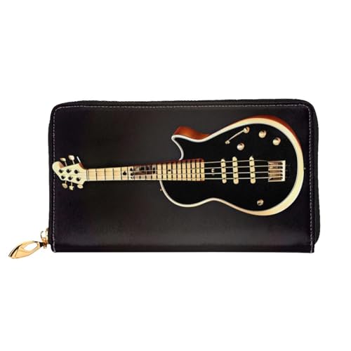 YzgWjBhd Schwarze Ledergeldbörse mit Gitarren-Druck, stilvolle Damengeldbörse mit Kreditkartenfächern, Geldorganizer YzgWjBhd Schwarze Ledergeldbörse mit Gitarren-Druck, stilvolle Damengeldbörse mit Kreditkartenfächern, Geldorganizer von YzgWjBhd