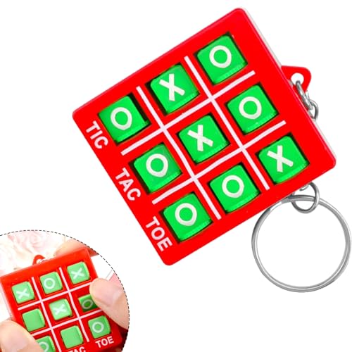 Yzmmxz 1 Pcs Tic Tac Toe Keyring, Tic Tac Toe Mitgebsel, Mini A Ture, Tic Tac Toe Mini(Rot) von Yzmmxz