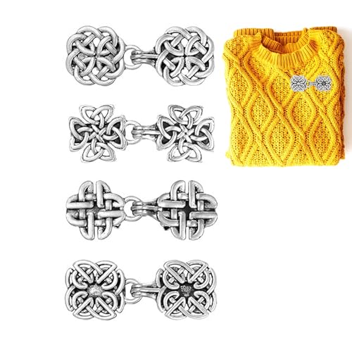 4 Stück Vintage Pullover Schal Strickjacke Clips,Vintage Pullover Swirl Clip Umhang Clips,Vintage Strickjacke Clip Kragen Schal Pin Pullover Clips,Umhang Klammern Retro,Kleid Hemd Knopf Clip von YzmrBdqc