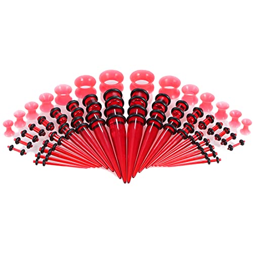 YZOTEK 50 Stück Ohrstreckset, 14G-00G Acryl Taper und Plugs, Silikon Tunnel Ohr Messgeräte Expander Set, Piercing Schmuck Ohrringe für Frauen Männer Mädchen Jungen von YzoTek
