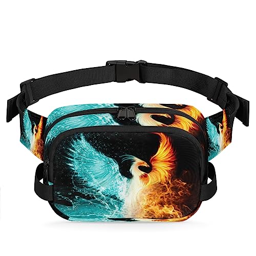 Abstrakte Phoenix Bauchtasche Gürteltasche für Frauen Mann Wasser Feuer Phoenix Hüfttasche Mode Crossbody Tasche Hüfte Bauchtasche mit verstellbarem Gurt für Outdoor Workout Casual Reisen Laufen von Yzrwebo