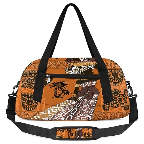 Afrikanische Frauen Gym Duffle Bag Frauen Sport Gym Taschen Overnighter Duffel Bag Wasserdicht Wochenende Sleepover Reise Carry On Taschen Gymnastik Tanz Tote Bag Kleine Seesack, von Yzrwebo