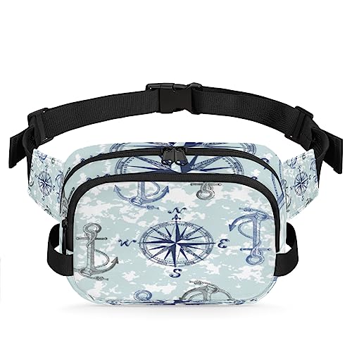 Anchor Compass Gürteltasche für Damen und Herren, Camouflage, modische Crossbody-Tasche, Hüfttasche mit verstellbarem Riemen für Outdoor, Workout, Freizeit, Reisen, Laufen, Wandern, Radfahren, von Yzrwebo