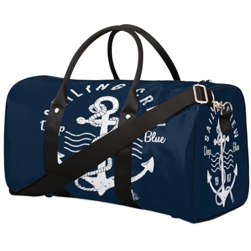 Anchor Travel Duffle Bag for Men Women Nautical Pattern Overnight Weekender Bag Foldable Travel Duffel Bag Large Sports Gym Bag Waterproof Luggage Tote Bag Tear Resistant, Mehrfarbig, 17.4 x 8.3 x 9.5 von Yzrwebo