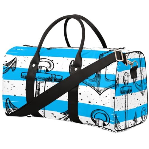 Anker Druck Reise Duffle Bag für Männer Frauen Nautical Anker Übernachtung Weekender Tasche Faltbare Reise Duffel Bag Große Sport Gym Bag Wasserdicht Gepäck Tote Bag Tear Resistant, Mehrfarbig, 17.4 x von Yzrwebo