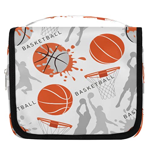 Aquarell-Basketball-Kulturtasche zum Aufh?ngen, Reise-Kulturbeutel f¨¹r Frauen, tragbare Reise-Make-up-Tasche, wasserabweisende Reisetasche und Organizer-Kulturbeutel f¨¹r Kosmetikartikel, Zubeh?r von Yzrwebo