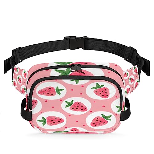 Aquarell-Erdbeer-Fanny-Packs Gürteltasche für Frauen Mann Erdbeere Hüfttasche Mode Crossbody Tasche Hüfte Bauchtasche mit verstellbarem Gurt für Outdoor Workout Casual Reisen Laufen Wandern Radfahren, von Yzrwebo