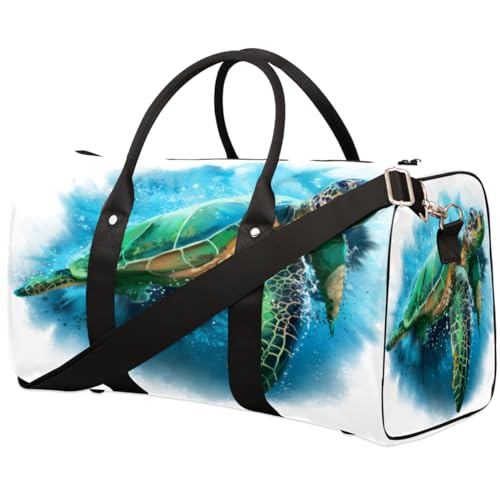 Aquarell Meeresschildkröte Reisetasche für Männer Frauen Tier Schildkröte Übernachtung Wochenender Tasche Faltbare Reise Duffel Bag Große Sport Gym Bag Wasserdichte Gepäck Tragetasche Reißfest, von Yzrwebo