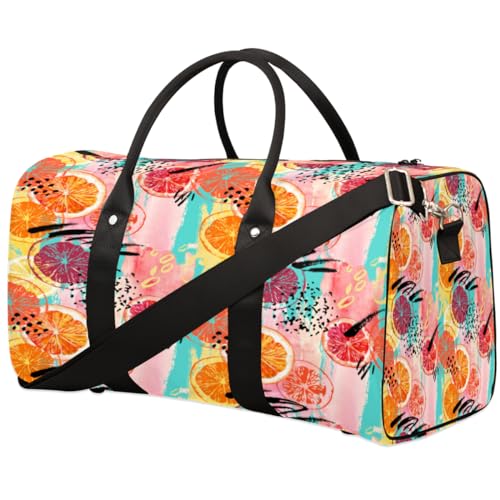 Aquarell Scheiben Reise Duffle Bag für Männer Frauen Orange Scheiben Übernachtung Weekender Tasche Faltbare Reise Duffel Bag Große Sport Gym Bag Wasserdicht Gepäck Tragetasche Reißfest, Mehrfarbig, von Yzrwebo