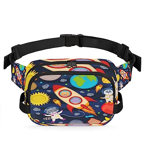 Bauchtasche mit Cartoon-Raketenmotiv, Gürteltasche für Damen, Herren, Universum, Planet, Hüfttasche, mit verstellbarem Riemen für Outdoor, Workout, Freizeit, Reisen, Laufen, Wandern, Radfahren, von Yzrwebo