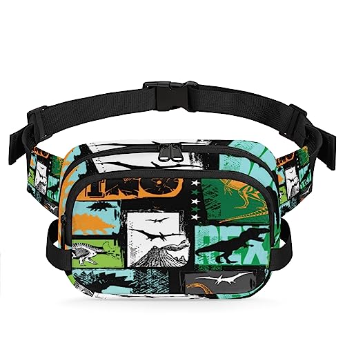 Bauchtasche mit Tier-Dinosaurier-Motiv für Damen und Herren, abstrakte Dinosaurier-Hüfttasche, modische Umhängetasche, Hüfttasche mit verstellbarem Riemen für Outdoor, Workout, Freizeit, Reisen, von Yzrwebo