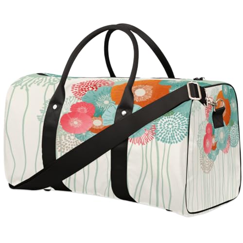 Blumenmuster Reise Duffle Bag für Männer Frauen Löwenzahn Übernachtung Weekender Tasche Faltbare Reise Duffel Bag Große Sport Turnbeutel Wasserdicht Gepäck Tragetasche Reißfest, Mehrfarbig, 17.4 x 8.3 von Yzrwebo