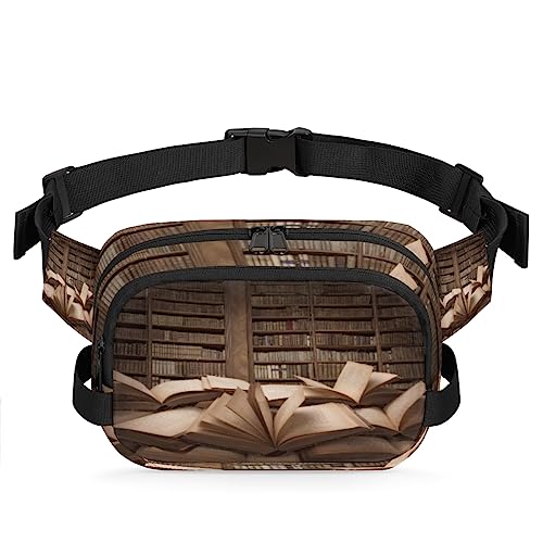 Book Room Fanny Packs Gürteltasche für Frauen Mann Bibliothek Bücherregal Hüfttasche Mode Crossbody Tasche Hüfte Bauchtasche mit verstellbarem Gurt für Outdoor Workout Casual Reisen Laufen Wandern von Yzrwebo