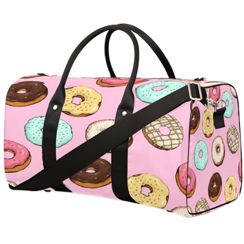 Bunte Donut-Reisetasche für Männer und Frauen, Donuts, Übernachtung, Wochenendtasche, faltbare Reisetasche, große Sporttasche, wasserdichte Gepäck-Tragetasche, reißfest, Mehrfarbig, 17.4 x 8.3 x 9.5 von Yzrwebo