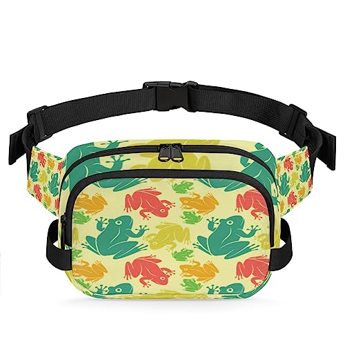 Bunte Frosch Bauchtasche Gürteltasche für Frauen Mann Frosch Muster Hüfttasche Mode Crossbody Tasche Hüfte Bauchtasche mit verstellbarem Gurt für Outdoor Workout Casual Reisen Laufen Wandern von Yzrwebo