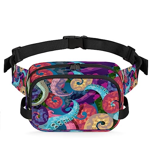 Bunte Oktopus-Füße Gürteltasche für Frauen Mann Octopus Hüfttasche Mode Crossbody Tasche Hüfte Bauchtasche mit verstellbarem Gurt für Outdoor Workout Casual Reisen Laufen Wandern Radfahren, von Yzrwebo