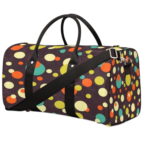 Bunte Polka Dot Reisetasche für Männer Frauen Polka Dot Übernachtung Weekender Tasche Faltbare Reise Duffel Bag Große Sport Turnbeutel Wasserdichte Gepäck Tragetasche Reißfest, Mehrfarbig, 17.4 x 8.3 von Yzrwebo