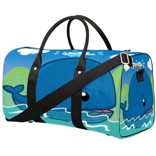 Cartoon Blauwal Reise Duffle Bag für Männer Frauen Niedlicher Wal Übernachtung Weekender Tasche Faltbare Reise Duffel Bag Große Sport Gym Bag Wasserdichte Gepäck Tragetasche Reißfest, Mehrfarbig, 17.4 von Yzrwebo