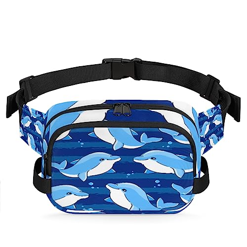 Cartoon Delphin Fanny Packs Gürteltasche für Frauen Mann Ozean Meer Tier Hüfttasche Mode Crossbody Tasche Hüfte Bauchtasche mit verstellbarem Gurt für Outdoor Workout Casual Reisen Laufen Wandern von Yzrwebo