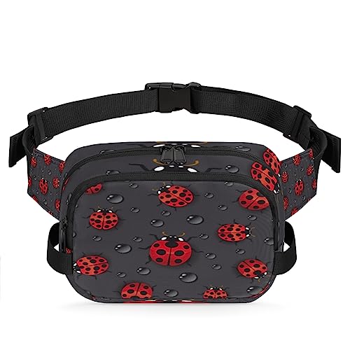 Cartoon Ladybug Bauchtasche Gürteltasche für Damen Herren Wassertropfen Hüfttasche Mode Crossbody Tasche Hüfte Bauchtasche mit verstellbarem Gurt für Outdoor Workout Casual Reisen Laufen Wandern von Yzrwebo