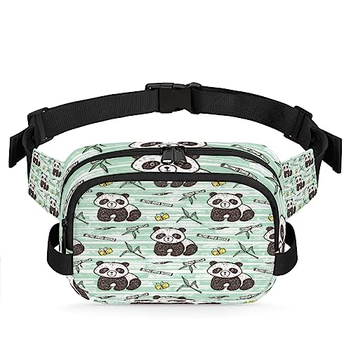 Cartoon Panda Bauchtasche Gürteltasche für Damen Mann Schmetterling Bambus Hüfttasche Mode Crossbody Tasche Hüfte Bauchtasche mit verstellbarem Gurt für Outdoor Workout Casual Reisen Laufen Wandern von Yzrwebo