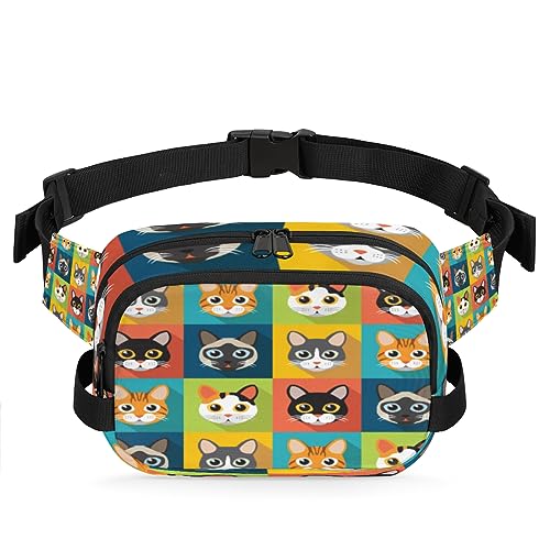 Cat Avatar Bauchtasche für Damen und Herren, Cartoon-Katzen-Hüfttasche, modische Umhängetasche, Hüfttasche mit verstellbarem Riemen für Outdoor, Workout, Freizeit, Reisen, Laufen, Wandern, Radfahren, von Yzrwebo