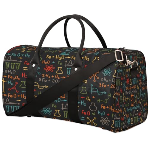 Chemie Formel Reise Duffle Bag für Männer Frauen Formen Theorie Übernachtung Weekender Tasche Faltbare Reise Duffel Bag Groß Sport Gym Bag Wasserdicht Gepäck Tote Bag Tear Resistant, Mehrfarbig, 17.4 von Yzrwebo